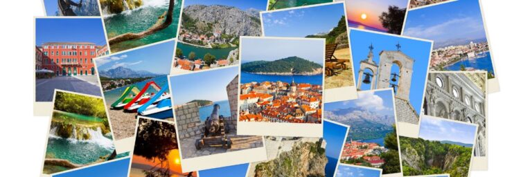 Vakantietrends met allemaal fotokiekjes over elkaar
